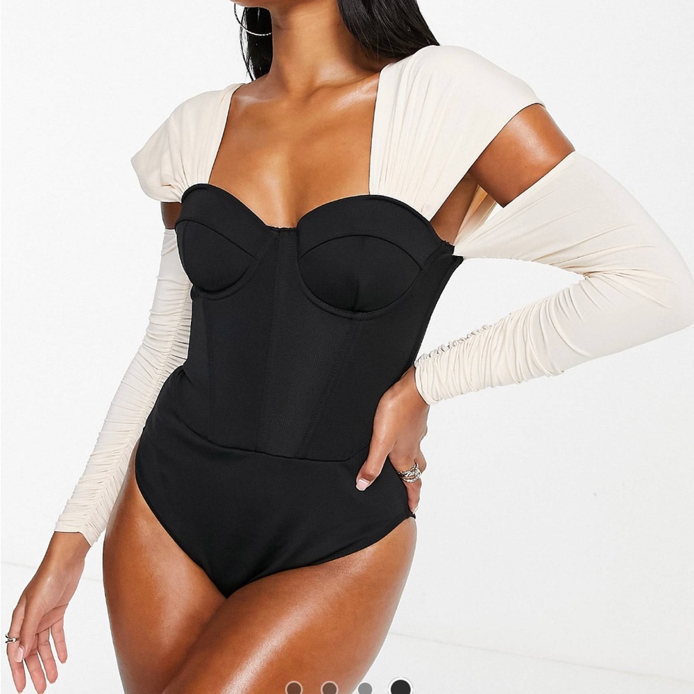 Corset Bodysuit w/Structured Shoulders